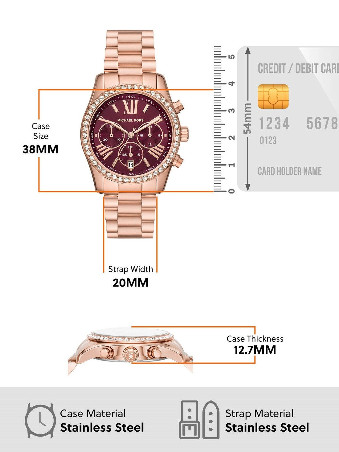  Shop Authentic Michael Kors Lexington Chronograph Red Dial Rose Gold Steel Strap Watch For Women - MK7275 - Luxxuri