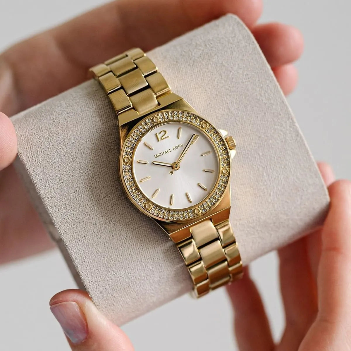  Shop Authentic Michael Kors Lennox Three-Hand Silver Dial Gold Steel Strap Watch For Women - MK7278 - Luxxuri