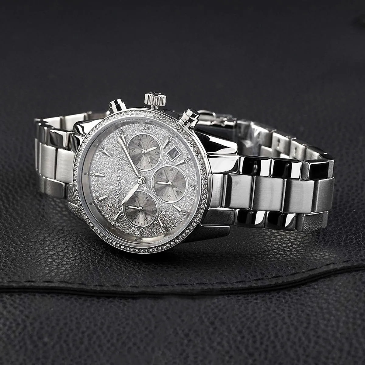  Shop Authentic Michael Kors Ritz Chronograph Crystals Silver Dial Silver Steel Strap Watch For Women - MK7301 - Luxxuri