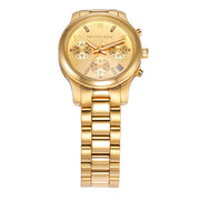  Shop Authentic Michael Kors Runway Chronograph Gold Dial Gold Steel Strap Watch For Women - MK7326 - Luxxuri