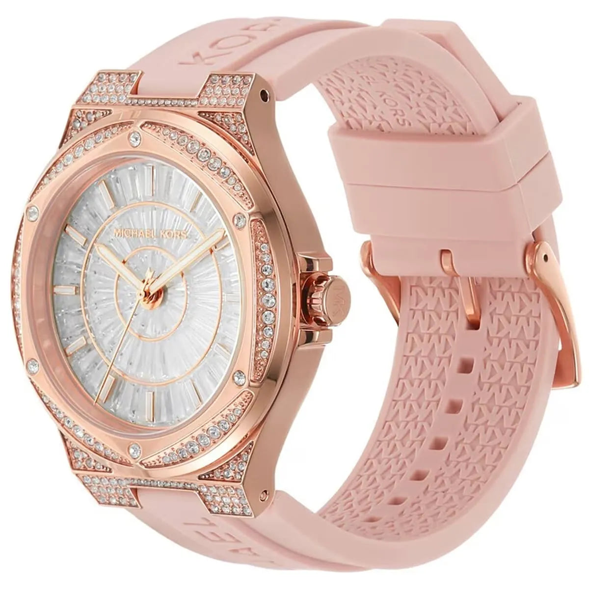  Shop Authentic Michael Kors Lennox Three-Hand Analog White Dial Pink Silicone Strap Watch For Women - MK7334 - Luxxuri