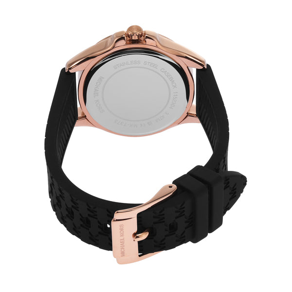  Shop Authentic Michael Kors Mini Pilot Black Dial Black Silicone Strap Watch For Women - MK7373 - Luxxuri