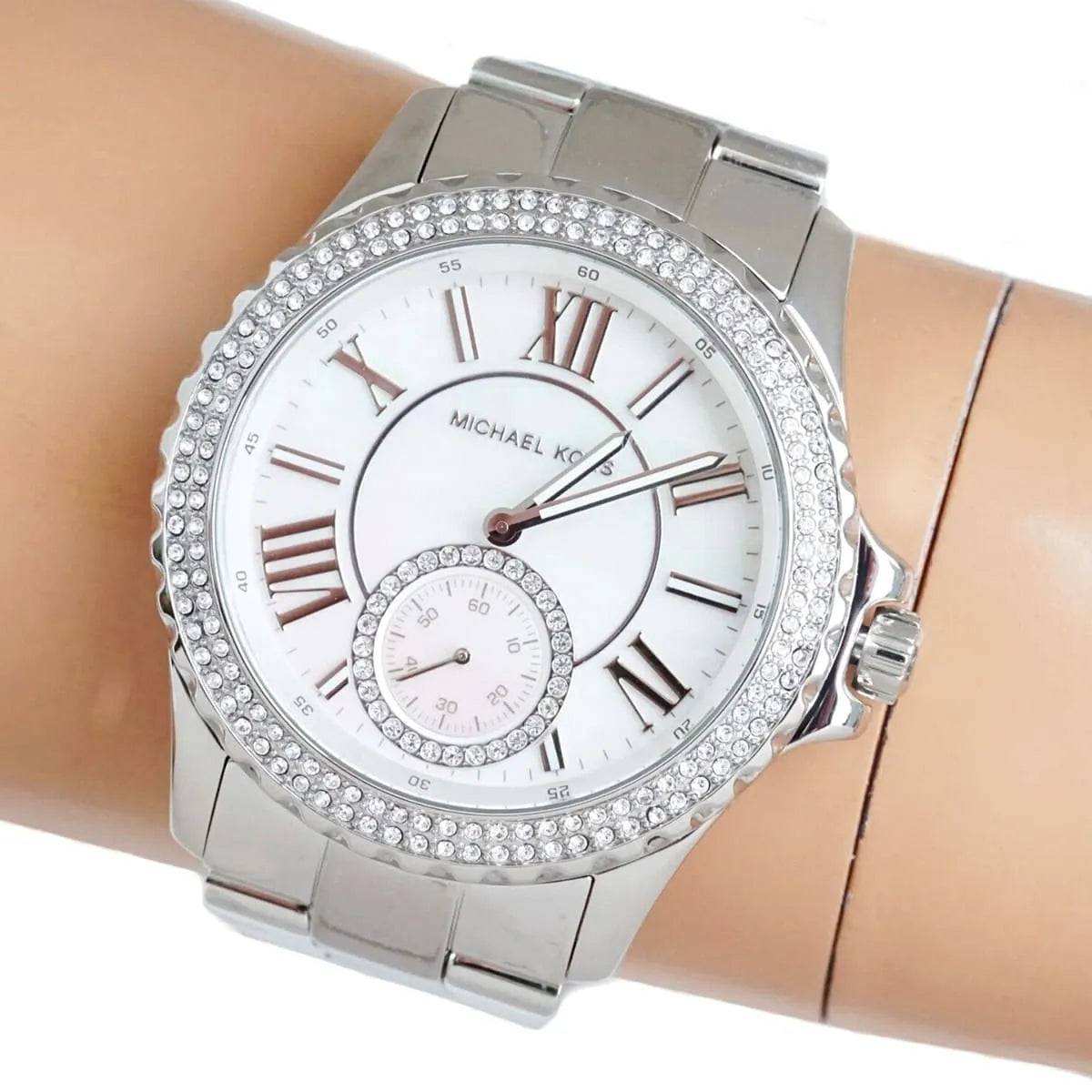  Shop Authentic Michael Kors Everest Three hand Silver Dial Silver Steel Strap Watch For Women - MK7403 - Luxxuri