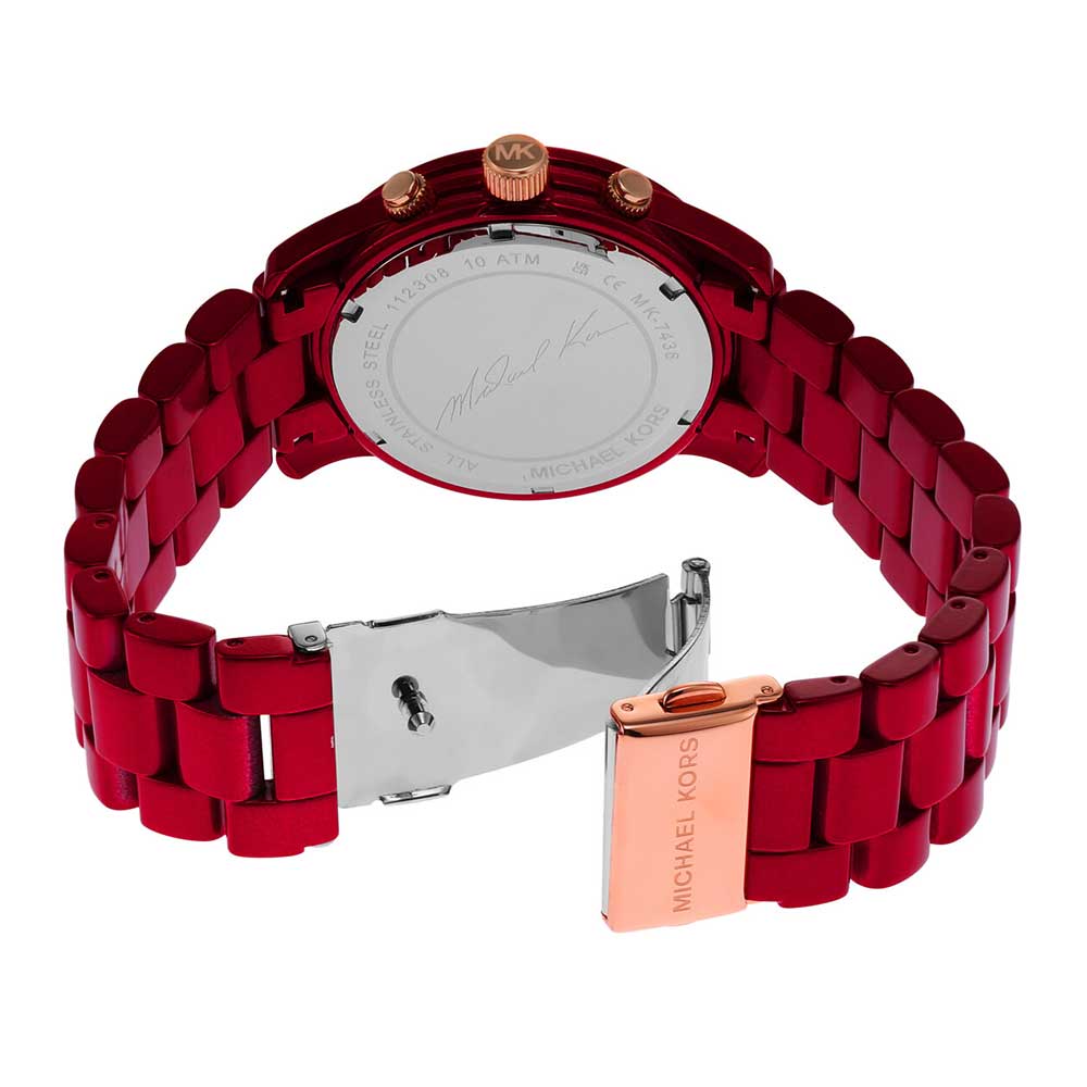  Shop Authentic Michael Kors Runway Analog Chronograph Red Dial Red Steel Strap Watch for Women - MK7436 - Luxxuri