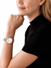  Shop Authentic Michael Kors Runway Three-Hand Silver Dial Rose Gold Steel Strap Watch for Women - MK7473 - Luxxuri