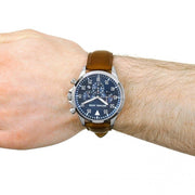  Shop Authentic Michael Kors Gage Chronograph Blue Dial Brown Leather Strap Watch For Men - MK8362 - Luxxuri