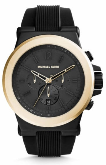  Shop Authentic Michael Kors Dylan Chronograph Quartz Black Dial Black Rubber Strap Watch For Men - MK8383 - Luxxuri