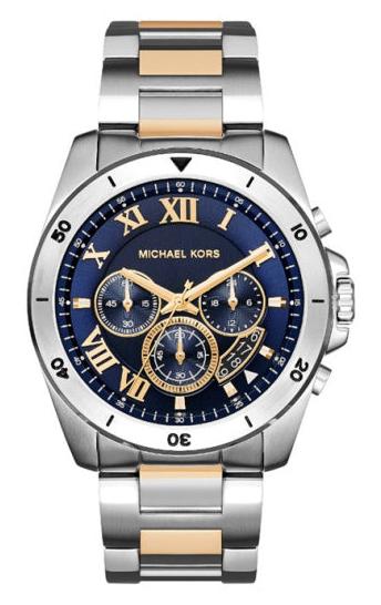  Shop Authentic Michael Kors Brecken Chronograph Blue Dial Two Tone Steel Strap Watch For Men - MK8437 - Luxxuri