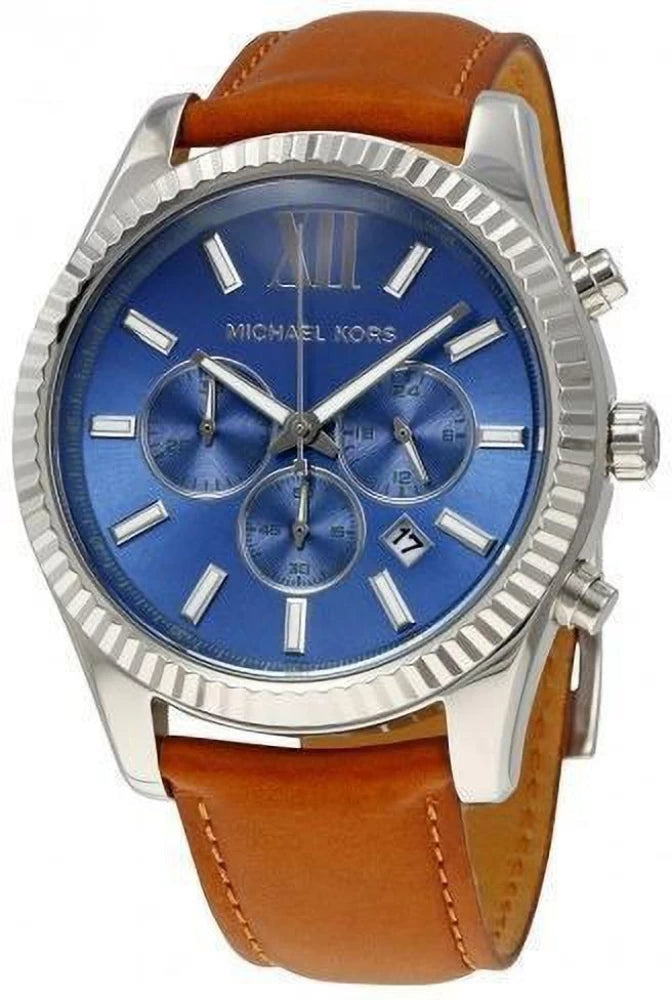  Shop Authentic Michael Kors Lexington Chronograph Blue Dial Brown Leather Strap Watch For Men - MK8537 - Luxxuri