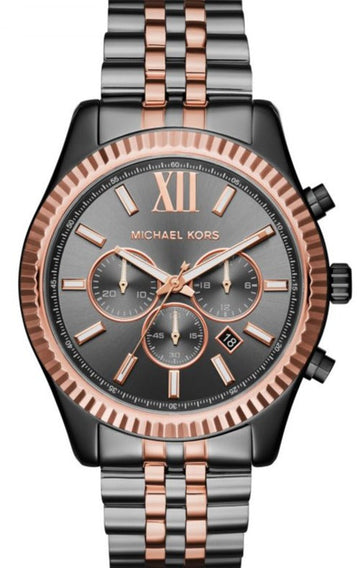 Shop Authentic Michael Kors Lexington Chronograph Black Dial Two Tone Steel Strap Watch for Men - MK8561 - Luxxuri