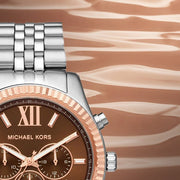  Shop Authentic Michael Kors Lexington Chronograph Brown Dial Silver Steel Strap Watch For Men - MK8732 - Luxxuri