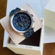  Shop Authentic Michael Kors Brecken Chronograph Blue Dial Blue Rubber Strap Watch For Men - MK8923 - Luxxuri