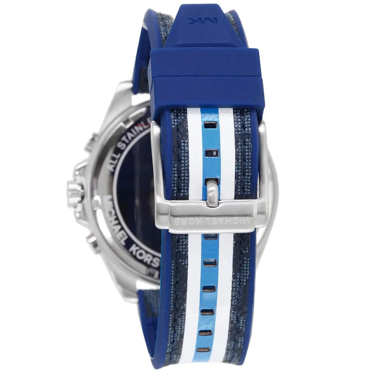  Shop Authentic Michael Kors Brecken Chronograph Blue Dial Two Tone PVC Strap Watch For Men - MK8950 - Luxxuri