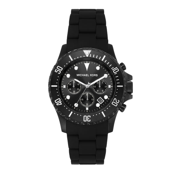  Shop Authentic Michael Kors Everest Chronograph Black Dial Black Silicone Strap Watch For Men - MK8980 - Luxxuri