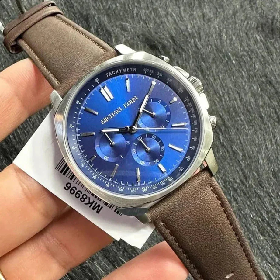  Shop Authentic Michael Kors Sullivan Quartz Blue Dial Brown Leather Strap Watch For Men - MK8996 - Luxxuri