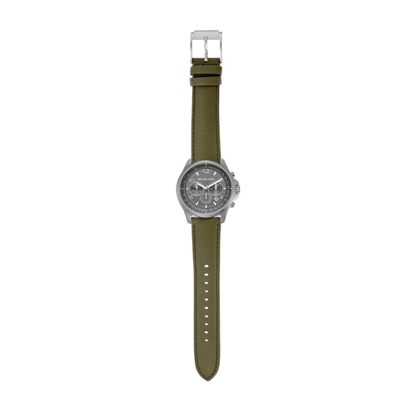  Shop Authentic Michael Kors Pilot Chronograph Grey Dial Grey Leather Strap Watch for Men - MK9129 - Luxxuri