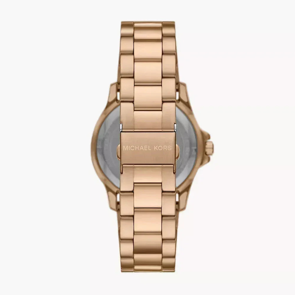  Shop Authentic Michael Kors Everest Three Hand Quartz Black Dial Gold Steel Strap Watch For Men - MK9140 - Luxxuri