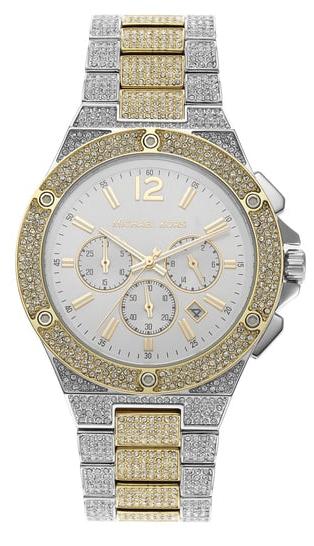  Shop Authentic Michael Kors Lennox Pave Crystals Chronograph White Dial Two Tone Steel Strap Watch for Men - MK9150 - Luxxuri