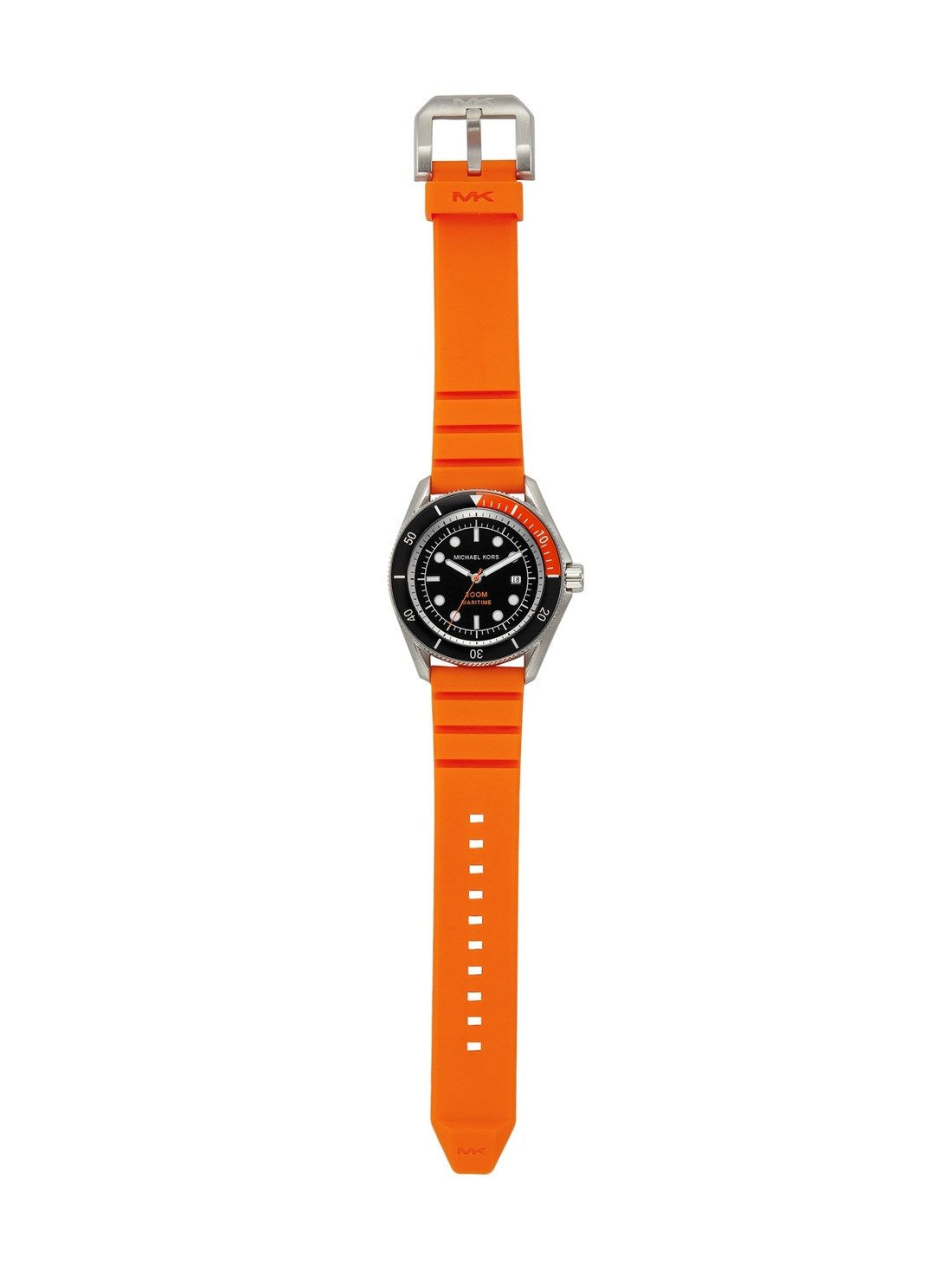  Shop Authentic Michael Kors Maritime Three-Hand Analog Black Dial Orange Silicone Strap Watch for Men - MK9157 - Luxxuri