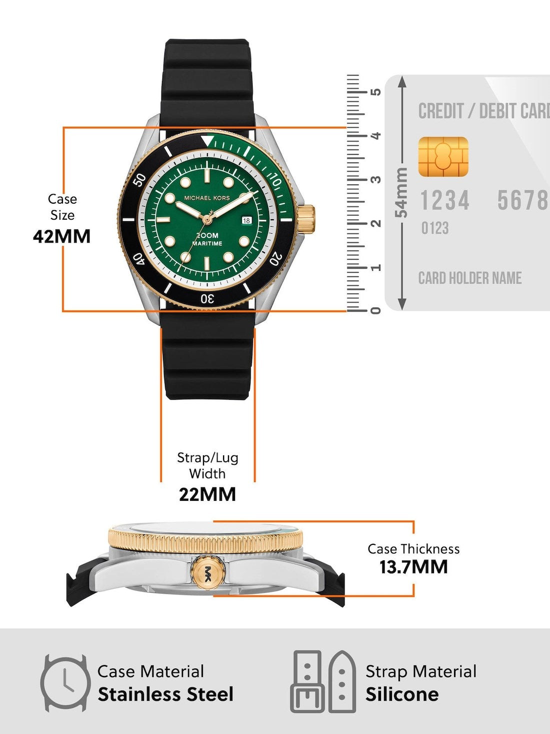  Shop Authentic Michael Kors Maritime Analog Green Dial Black Silicone Strap Watch for Men - MK9158 - Luxxuri