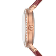  Shop Authentic Michael Kors Corey Crystals Red Dial Red Leather Strap Watch for Women - MKO1025 - Luxxuri