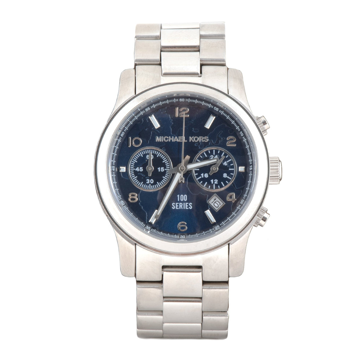 Shop Authentic Michael Kors Hunger Stop 100 Series Navy Blue Dial Silver Steel Strap Watch for Women - MK5814 - Luxxuri