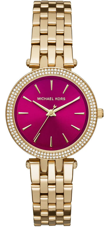  Shop Authentic Michael Kors Darci Quartz Mother of Pearl Red Dial Gold Steel Strap Watch For Women - MK3583 - Luxxuri