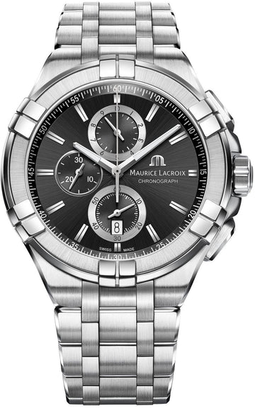  Shop Authentic Maurice Lacroix Aikon Chronograph Black Dial Silver Steel Strap Watch for Men - AI1018-SS002-330-1 - Luxxuri