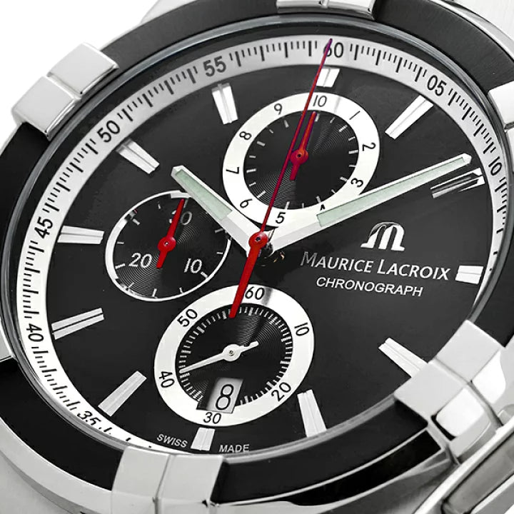  Shop Authentic Maurice Lacroix Aikon Chronograph Black Dial Green Leather Strap Watch for Men - AI1018-PVB21-330-1 - Luxxuri