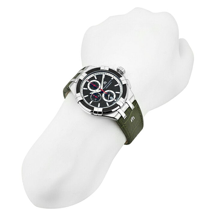  Shop Authentic Maurice Lacroix Aikon Chronograph Black Dial Green Leather Strap Watch for Men - AI1018-PVB21-330-1 - Luxxuri