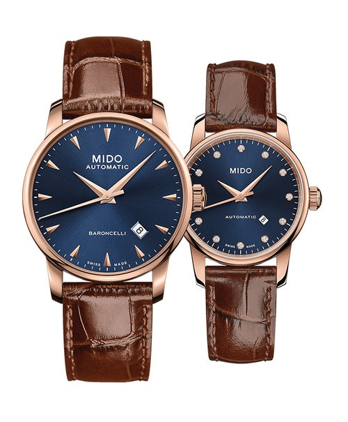  Shop Authentic Mido Baroncelli Automatic Midnight Blue Dial Brown Leather Strap Watch For Women - M7600.3.65.8 - Luxxuri