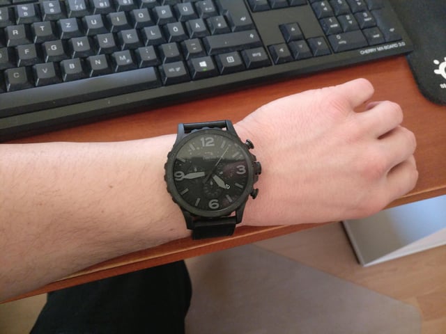  Shop Authentic Fossil Nate Chronograph Black Dial Black Leather Strap Watch for Men - JR1354 - Luxxuri