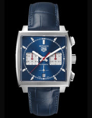  Shop Authentic Tag Heuer Monaco Automatic Chronograph Blue Dial Blue Leather Strap Watch for Men - CBL2111.FC6453 - Luxxuri