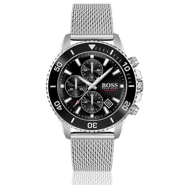  Shop Authentic Hugo Boss Admiral Black Dial Silver Mesh Bracelet Watch for Men - 1513904 - Luxxuri