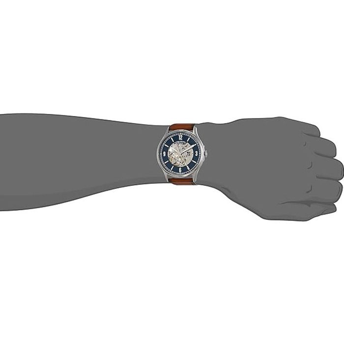  Shop Authentic Fossil Forrester Luggage Automatic Skeleton Blue Dial Brown Leather Strap Watch for Men - ME3179 - Luxxuri