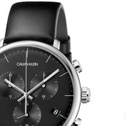  Shop Authentic Calvin Klein High Noon Chronograph Black Dial Black Leather Strap Watch for Men - K8M271C1 - Luxxuri