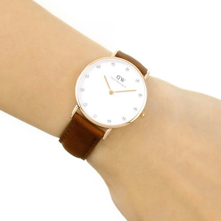  Shop Authentic Daniel Wellington Classy St Mawes White Dial Brown Leather Strap Watch For Women - DW00100075 - Luxxuri
