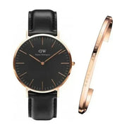  Shop Authentic Daniel Wellington Classic Sheffield Black Dial Black Leather Strap Watch For Women - DW00100139 - Luxxuri