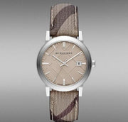  Shop Authentic Burberry The City Beige Dial Chequered Brown Leather Strap Watch for Women - BU9029 - Luxxuri