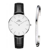  Shop Authentic Daniel Wellington Classic Petite Reading White Dial Black Leather Strap Watch For Women - DW00100185 - Luxxuri