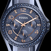 Shop Authentic Fossil Riley Quartz Blue Dial Blue Steel Strap Watch for Women - ES4294 - Luxxuri
