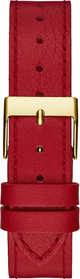  Shop Authentic Guess Fame Quartz Gold Dial Red Leather Strap Watch For Women - GW0504L2 - Luxxuri