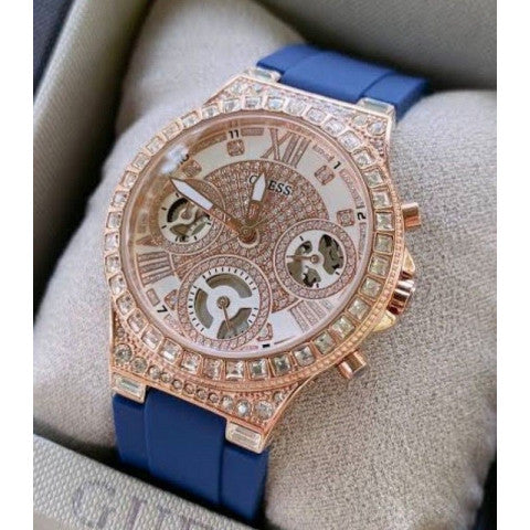 Shop Authentic Guess Moonlight Diamonds White Dial Blue Rubber Strap Watch for Women - GW0257L3 - Luxxuri