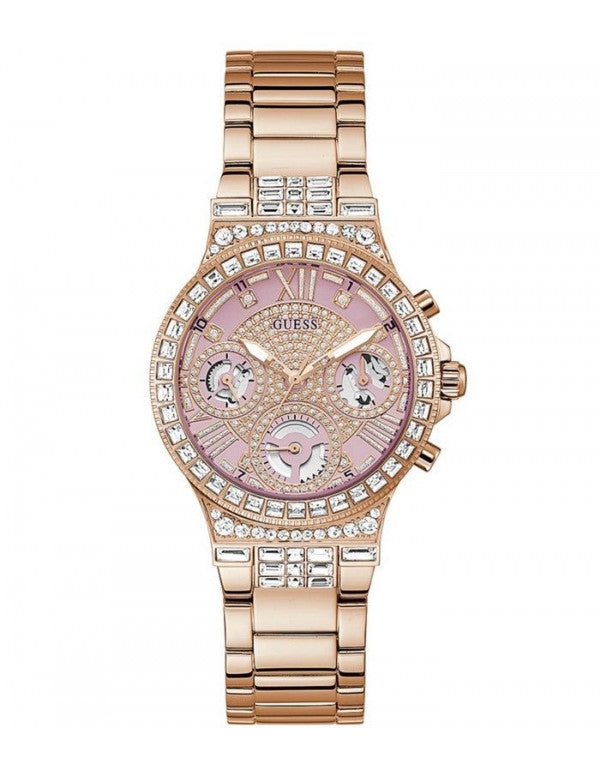  Shop Authentic Guess Glitz Multi Function Diamonds Pink Dial Rose Gold Steel Strap Watch for Women - GW0320L6 - Luxxuri