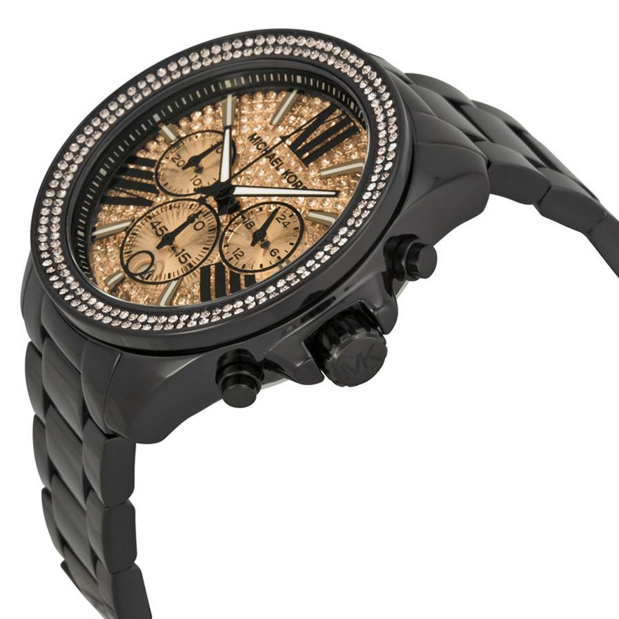  Shop Authentic Michael Kors Wren Chronograph Gold Dial Black Steel Strap Watch for Women - MK5961 - Luxxuri