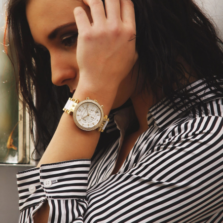  Shop Authentic Michael Kors Parker White Dial Two Tone Steel Strap Watch for Women - MK6119 - Luxxuri