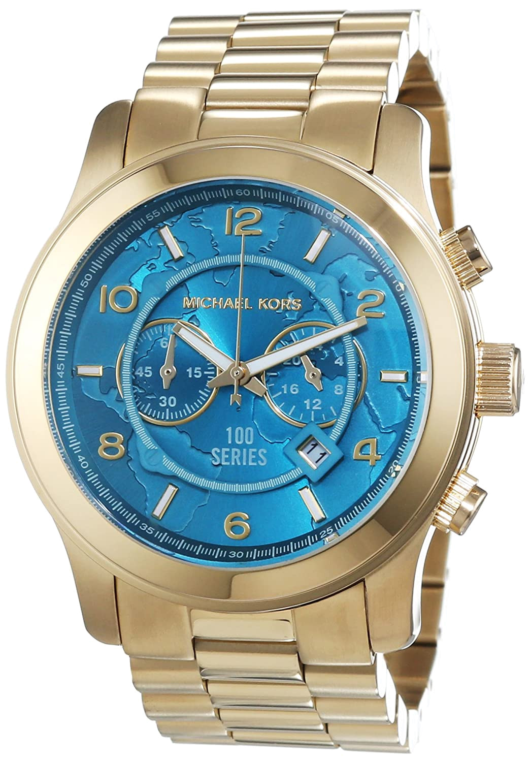  Shop Authentic Michael Kors Runway Stop Hunger Blue Dial Gold Steel Strap Watch for Men - MK8315 - Luxxuri