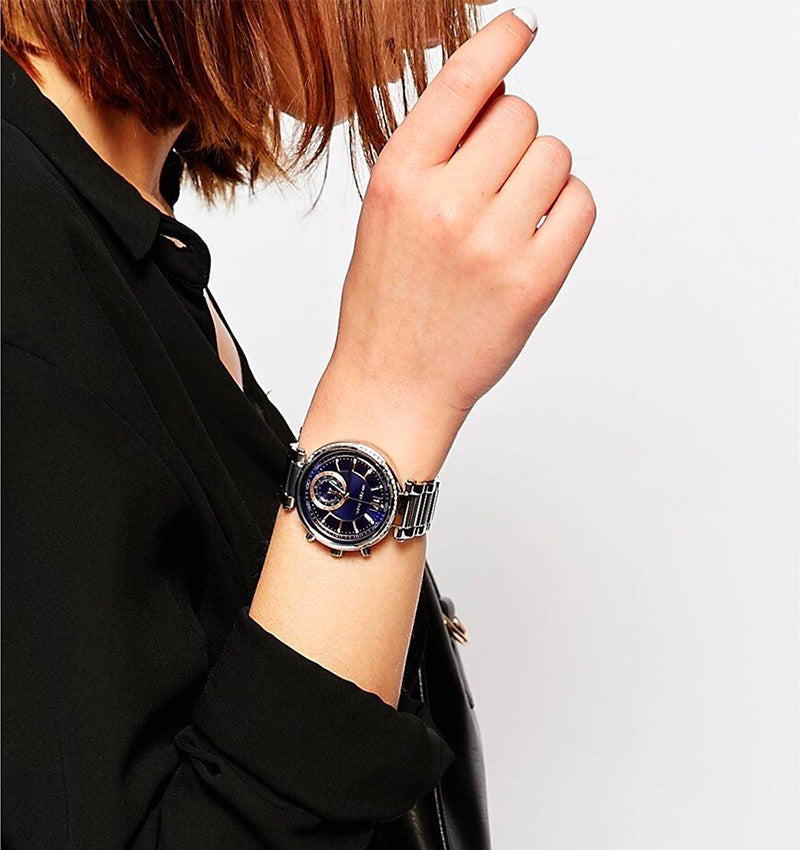  Shop Authentic Michael Kors Sawyer Navy Blue Dial Silver Steel Strap Watch for Women - MK6224 - Luxxuri