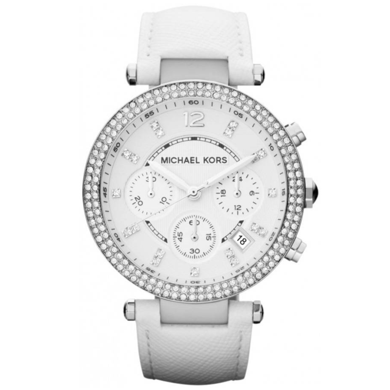  Shop Authentic Michael Kors Parker White Dial White Leather Strap Watch for Women - MK2277 - Luxxuri