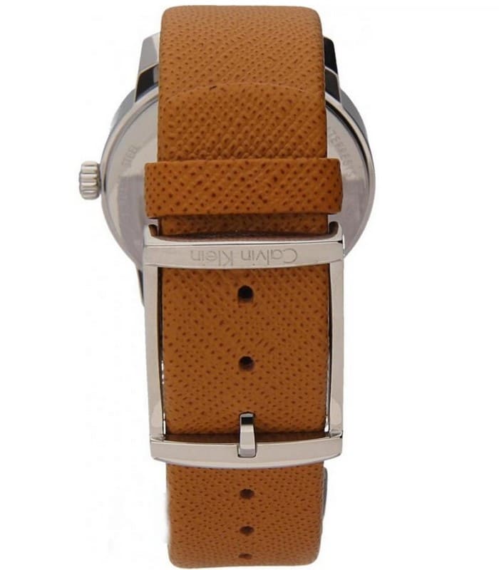  Shop Authentic Calvin Klein City Silver Dial Orange Leather Strap Watch for Women - K2G231G6 - Luxxuri